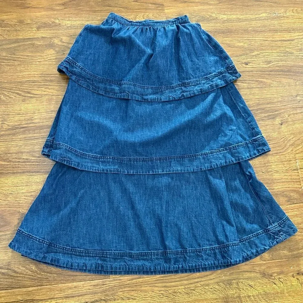 Free People Ryder Denim tiered maxi skirt